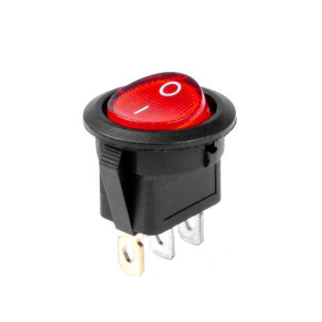 ΔΙΑΚΟΠΤΗΣ ON/OFF 3 ΕΠΑΦΩΝ 12/24V 20A ΣΤΡΟΓΓΥΛΟΣ ΜΕ ΚΟΚΚΙΝΟ ΦΩΤΙΣΜΟ  ΑΜΙΟ - 1 ΤΕΜ. Auto Moto Tyres 