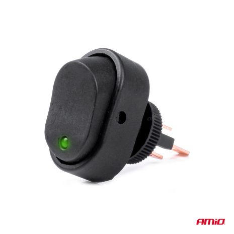 ΔΙΑΚΟΠΤΗΣ ON/OFF  3 ΕΠΑΦΩΝ ΜΕ LED ΠΡΑΣΙΝΟ 12/24V Φ12mm 30A ΜΕ ΣΠΕΙΡΩΜΑ ΟΒΑΛ ΑΜΙΟ - 1 ΤΕΜ. Auto Moto Tyres 