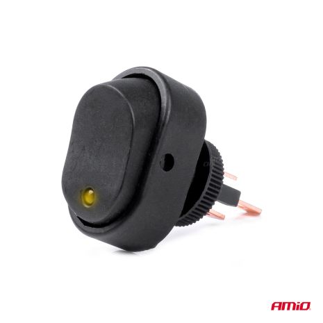 ΔΙΑΚΟΠΤΗΣ ON/OFF 3 ΕΠΑΦΩΝ ΜΕ LED ΚΙΤΡΙΝΟ 12/24V Φ12mm 30A ΜΕ ΣΠΕΙΡΩΜΑ ΟΒΑΛ ΑΜΙΟ - 1 ΤΕΜ. Auto Moto Tyres 
