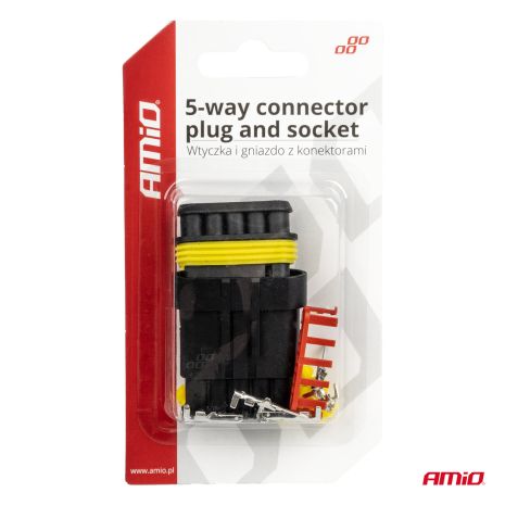 ΣΥΝΔΕΣΜΟΣ ΚΑΛΩΔΙΩΝ ΜΕ ΑΡΣΕΝΙΚΗ & ΘΗΛΥΚΗ ΦΙΣΑ ΣΥΝΔΕΣΗΣ 5PIN ΑΔΙΑΒΡΟΧΟΣ IP67 ΑΜΙΟ - 1 ΤΕΜ. Auto Moto Tyres 