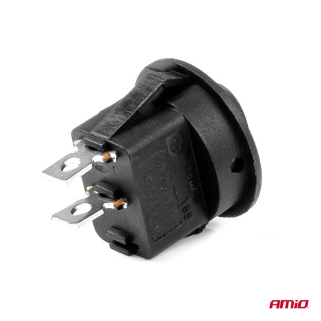 ΔΙΑΚΟΠΤΗΣ ON/OFF 2 ΕΠΑΦΩΝ 12V 20A  ΣΤΡΟΓΓΥΛΟΣ Φ20mm ΜΑΥΡΟΣ AMIO - 1 τεμ. Auto Moto Tyres 