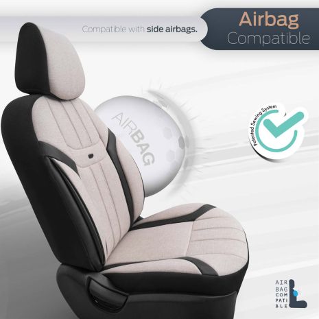 ΚΑΛΥΜΜΑΤΑ ΚΑΘΙΣΜΑΤΩΝ OTOM SWAN 503 BEIGE ΜΑΥΡΟ/ΜΠΕΖ ΛΙΝΟ & ΔΕΡΜΑΤΙΝΗ SETΑΜΙΟ - 1 σετ. Auto Moto Tyres 
