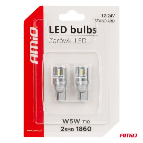 ΛΑΜΠΑΚΙΑ LED T10 W5W 12/24V LED 2x1860SMD STANDARD ΛΕΥΚΑ ΑΜΙΟ - 2 ΤΕΜ. Auto Moto Tyres 