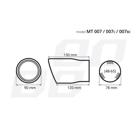 ΑΚΡΟ ΕΞΑΤΜΙΣΗΣ MT-007BLC 48-65mm - ΣΤΡΟΓΓΥΛΟ AMIO – 1 ΤΕΜ. Auto Moto Tyres 