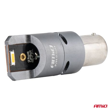 ΛΑΜΠΑΚΙΑ PY21W BAU15s 12/24V 6.000K 2xSMD LED FULL CAN-BUS(ΜΕ ΑΝΕΜΙΣΤΗΡΑΚΙ) ΠΟΡΤΟΚΑΛΙ PRO SERIES AMIO - 2 Τεμ. Auto Moto Tyres 