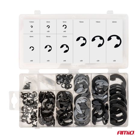 ΚΛΙΠΣ/ΑΣΦΑΛΕΙΕΣ ΕΞΩΤΕΡΙΚΕΣ E-CLIP ΜΕΤΑΛΛΙΚΑ ΣΕΤ ΔΙΑΦΟΡΑ ΜΕΓΕΘΗ AMIO - 300 τεμ. Auto Moto Tyres 