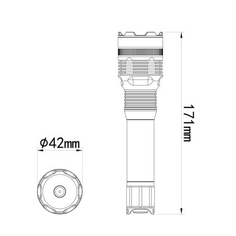 ΦΑΚΟΣ ΧΕΙΡΟΣ 1x10W 240lm IP65 171mm Φ42mm 3300mAh Li-ion TACTICAL LASER FLASHLIGHT M-TECH - 1 Τεμ. Auto Moto Tyres 
