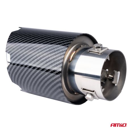 ΑΚΡΟ (ΜΠΟΥΚΑ) ΕΞΑΤΜΙΣΗΣ MT-028C AKR ΧΡΩΜΙΟ/CARBON Φ43>56 155x89mm AMIO - 1 ΤΕΜ. Auto Moto Tyres 