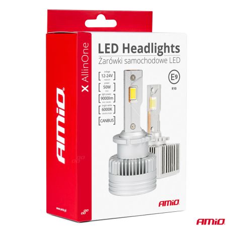 ΛΑΜΠΕΣ LED D2S/D2R/D4S/D4R 12/24V 6000K 9.000lm 50W X ALL IN ONE SERIES CAN-BUS (ΜΕ ΑΝΕΜΙΣΤΗΡΑΚΙ) AMIO - 2 ΤΕΜ. Auto Moto Tyres 