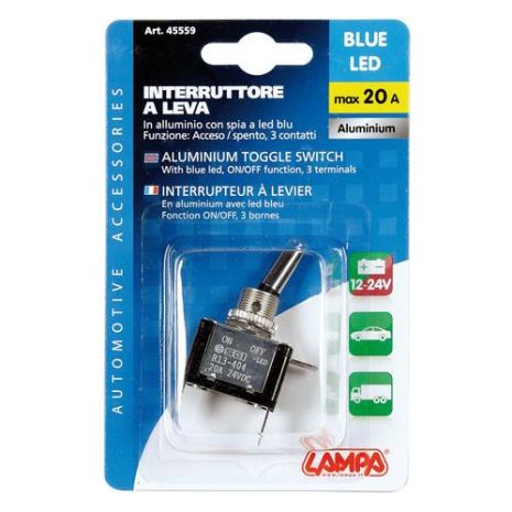 ΔΙΑΚΟΠΤΗΣ ΑΕΡΟΠΟΡΙΚΟΥ ΤΥΠΟΥ 2 ΘΕΣΕΩΝ 12,2mm 12V 20A ΜΕ LED ΜΠΛΕ Auto Moto Tyres 