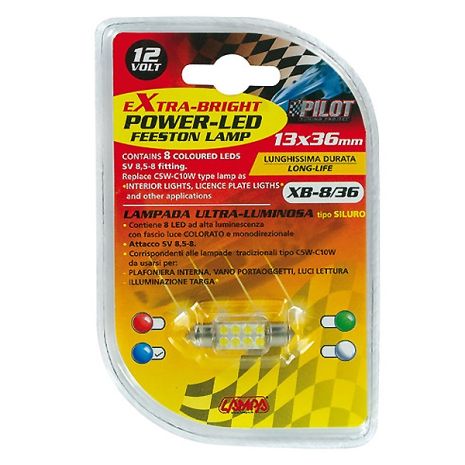 ΛΑΜΠΑΚΙ ΠΛΑΦΟΝΙΕΡΑΣ 8 LED 13x35mm ΜΠΛΕ Auto Moto Tyres 