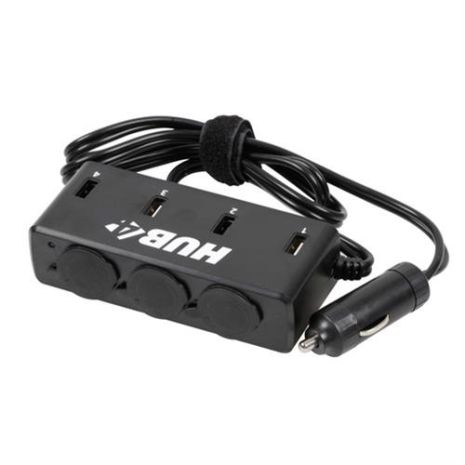 Αντάπτορας Αναπτήρα Τριπλός με 4 USB 12/24V με καλώδιο 85cm Auto Moto Tyres 