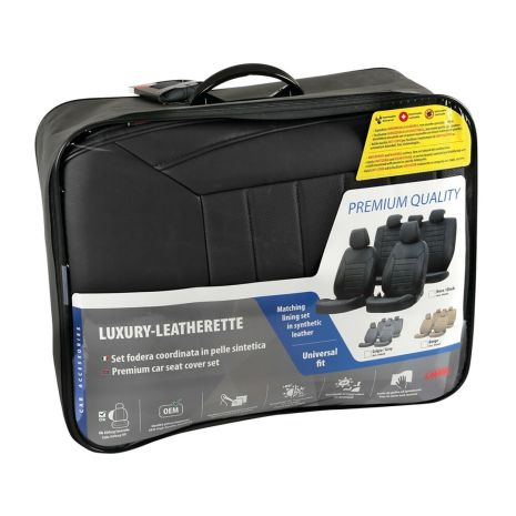 ΚΑΛΥΜΜΑΤΑ ΚΑΘΙΣΜΑΤΩΝ LUXURY LEATHERETTE ΔΕΡΜΑΤΙΝΗ ΑΦΡΩΔΕΣ ΜΑΥΡΟ -4 ΤΕΜ Auto Moto Tyres 