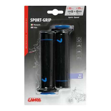 ΧΕΙΡΟΛΑΒΕΣ ΤΙΜΟΝΙΟΥ ΜΗΧΑΝΗΣ SPORT-GRIP ΜΑΥΡΟ/ΜΠΛΕ (22 mm-12cm/25mm-12,5cm) LAMPA - 2 ΤΕΜ. Auto Moto Tyres 