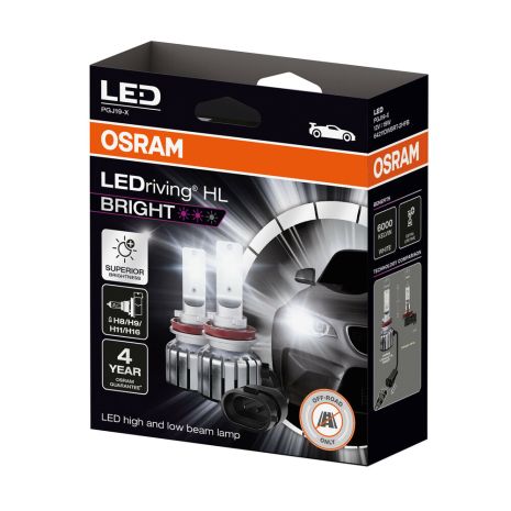 H8/H9/H11/H16 PGJ19-X 12V 19W 6.000K 1900lm LED LEDRIVING HL BRIGHT OSRAM LAMPA -2 ΤΕΜ Auto Moto Tyres 