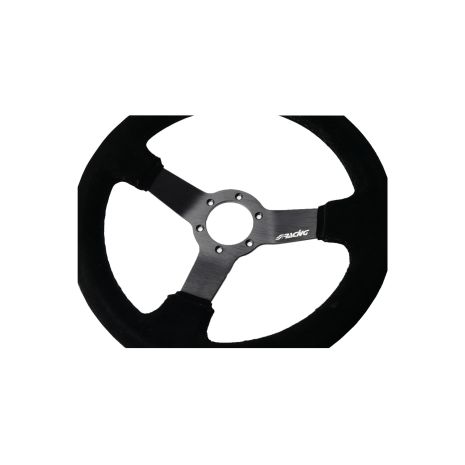 ΤΙΜΟΝΙ ΤΡΙΑΚΤΙΝΟ 320 mm/ΠΑΧΟΣ 104 mm/BΑΘΟΣ 47 mm ΜΑΥΡΟ ΣΟΥΕΤ ΜΕ ΚΙΤΡΙΝΗ ΡΙΓΑ SIMONI RACING - 1 TEM. Auto Moto Tyres 