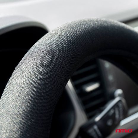 ΚΑΛΥΜΜΑ ΤΙΜΟΝΙΟΥ VELOUR 37/39cm ΜΑΥΡΟ AMIO - 1 Τεμ. Auto Moto Tyres 