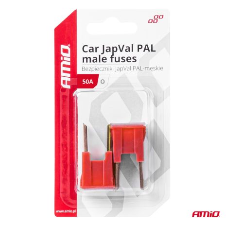 ΑΣΦΑΛΕΙΕΣ JapVal PAL O ΑΡΣΕΝΙΚΕΣ 50A ΣΕ ΚΟΚΚΙΝΟ ΧΡΩΜΑ AMIO - 2 Τεμ. Auto Moto Tyres 