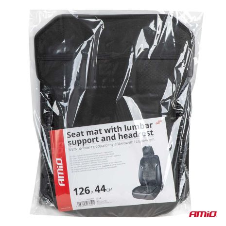 ΠΛΑΤΟΚΑΘΙΣΜΑ ΜΕ ΧΑΝΤΡΕΣ ΚΑΙ ΜΑΞΙΛΑΡΑΚΙ ΜΕΣΗΣ ΜΕ ΚΑΛΥΨΗ ΣΕ ΠΡΟΣΚΕΦΑΛΟ 126x44cm ΜΑΥΡΟ AMIO - 1 Τεμ. Auto Moto Tyres 