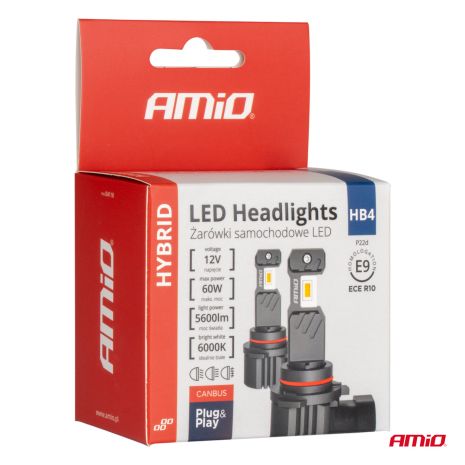 ΛΑΜΠΕΣ LED HΒ4 9006 12V 60W 6.000K 5.600lm +400% LED CAN-BUS HYBRID SERIES AMIO - 2 ΤΕΜ. Auto Moto Tyres 