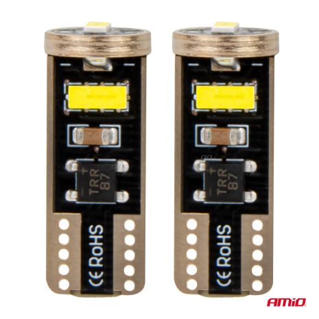 ΛΑΜΠΑΚΙΑ LED T10e W5W 12/24V 3x2055 SMD LED CAN-BUS ΛΕΥΚΟ AMIO - 2 ΤΕΜ. Auto Moto Tyres 