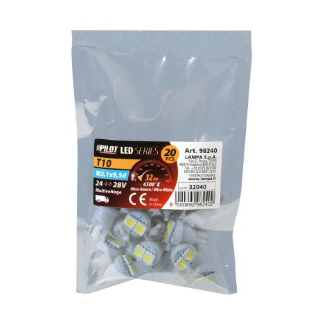 T10 W5W 24/28V 32lm HYPER-LED6 ΛΕΥΚΟ ΔΙΑΘΛΑΣΗΣ 2SMDx3chips (ΚΑΡΦΩΤΟ-ΔΙΠΛΗ ΠΟΛΙΚΟΤΗΤΑ) ΣΑΚΟΥΛΑ 20ΤΕΜ. Auto Moto Tyres 