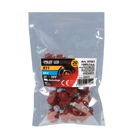 R11 24V B8,0 1SMD LED 8lm ΔΙΑΘΛΑΣΗΣ ΚΟΚΚΙΝΟ ΣΑΚΟΥΛΑ 20ΤΕΜ. Auto Moto Tyres 