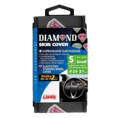 ΚΑΛΥΜΜΑ ΤΙΜΟΝΙΟΥ SKIN-COVER DIAMONT (ΔΙΑΜΑΝΤΙΑ) 35/37cm (S) ΜΑΥΡΟ ΕΛΑΣΤΙΚΟ ΠΟΛΥΕΣΤΕΡΙΚΟ 2mm ΠΑΧΟΣ Auto Moto Tyres 