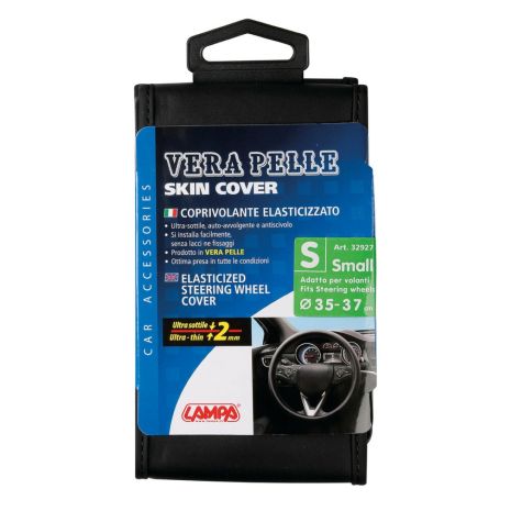 ΚΑΛΥΜΜΑ ΤΙΜΟΝΙΟΥ SKIN-COVER ΔΕΡΜΑΤΙΝΟ 35/37cm (S) ΜΑΥΡΟ ΕΛΑΣΤΙΚΟ 2mm ΠΑΧΟΣ Auto Moto Tyres 