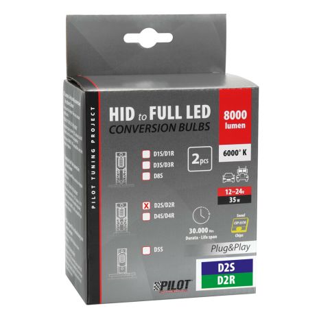D2S/D2R 12/24V 35W 6.000K 8000lm LED SEOUL CSP-3570chips CAN BUS PLUG & PLAY LAMPA - 2ΤΕΜ. Auto Moto Tyres 