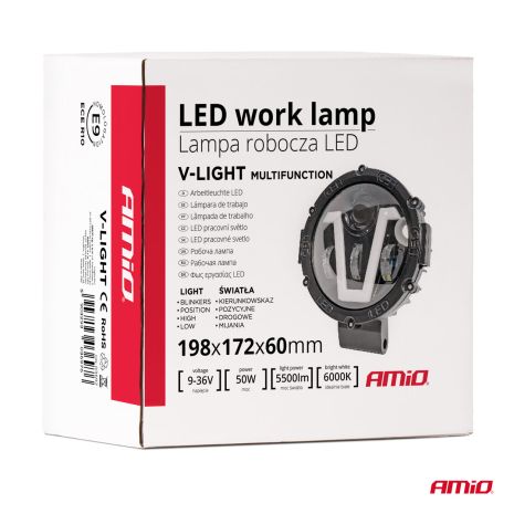 ΠΡΟΒΟΛΕΑΣ ΕΡΓΑΣΙΑΣ ΣΤΡΟΓΓΥΛΟΣ V-LIGHT 5.500lm 9>36V 60W 6.000K Φ198x172x60mm 4 ΧΡΗΣΕΩΝ ΑΜΙΟ - 1 ΤΕΜ. Auto Moto Tyres 