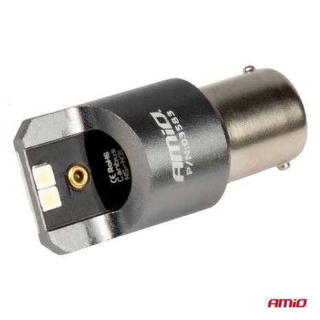 ΛΑΜΠΕΣ LED CAN-BUS P21W BA15S 12/24V 6.000K 4xSMD ΛΕΥΚΟ PRO SERIES AMIO - 2 ΤΕΜ. Auto Moto Tyres 