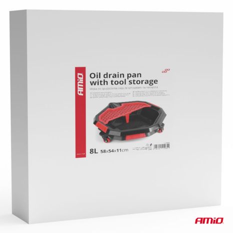 ΛΕΚΑΝΗ ΓΙΑ ΛΑΔΙΑ / ΔΟΧΕΙΟ ΑΛΛΑΓΗΣ ΛΑΔΙΩΝ ΜΕ ΑΠΟΘΗΚΕΥΤΙΚΟ ΧΩΡΟ ΚΑΙ ΡΟΔΑΚΙΑ 8L 58x54x11cm AMIO - 1 τεμ. Auto Moto Tyres 