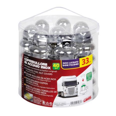 ΚΑΠΑΚΙΑ ΠΑΞΙΜΑΔΙΩΝ / ΜΠΟΥΛΟΝΙΩΝ ΦΟΡΤΗΓΟΥ INOX 33mm 40ΤΕΜ. Auto Moto Tyres 