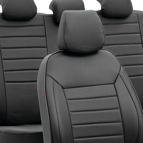 ΚΑΛΥΜΜΑΤΑ ΚΑΘΙΣΜΑΤΩΝ LUXURY LEATHERETTE ΔΕΡΜΑΤΙΝΗ ΑΦΡΩΔΕΣ ΜΑΥΡΟ -4 ΤΕΜ Auto Moto Tyres 