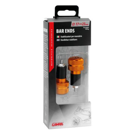 ΑΝΤΙΒΑΡΟ ΤΙΜΟΝΙΟΥ MOTO BAR ENDS ΠΟΡΤΟΚΑΛΙ ΕΣΩΤΕΡΙΚΗ ΔΙΑΜΕΤΡΟ 17>23mm ( ΑΛΟΥΜΙΝΙΟΥ/ΣΑΓΡΕ ΥΦΗ)  LAMPA - 2 TEM Auto Moto Tyres 