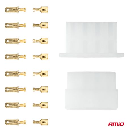 ΦΙΣΑ ΣΥΝΔΕΣΗΣ ΚΑΛΩΔΙΩΝ 8 ΥΠΟΔΟΧΩΝ ΜΕ ΠΛΑΣΤΙΚΟ ΚΟΥΜΠΩΜΑ AMIO - 1 σετ. Auto Moto Tyres 