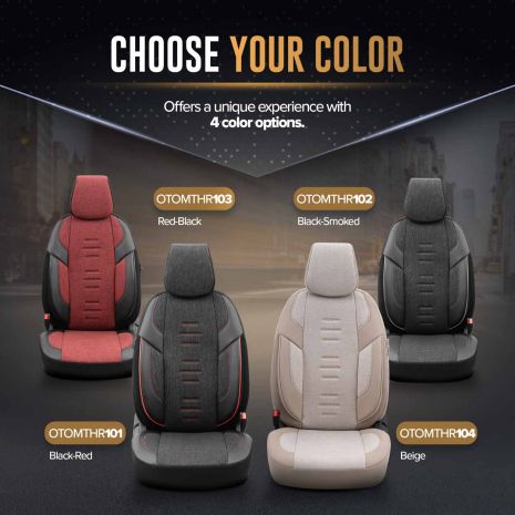 ΚΑΛΥΜΜΑΤΑ ΚΑΘΙΣΜΑΤΩΝ OTOM  THRONE 103 RED ΜΑΥΡΟ/ΓΚΡΙ/ΚΟΚΚΙΝΟ ΛΙΝΟ & ΔΕΡΜΑΤΙΝΗ SET ΑΜΙΟ - 1 σετ. Auto Moto Tyres 