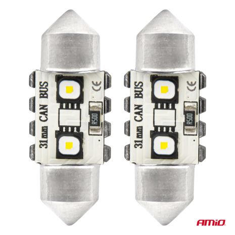 ΛΑΜΠΑΚΙΑ ΠΛΑΦΟΝΙΕΡΑΣ 31mm 12/24V C5W 5500K 12xSMD 3838 CAN-BUS FESTOON (ΛΕΥΚΟ) ΑΜΙΟ - 2 ΤΕΜ. Auto Moto Tyres 