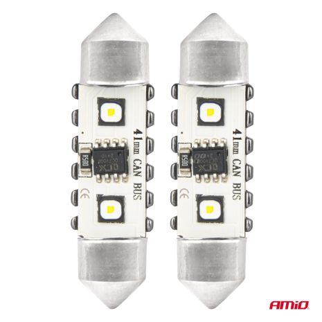 ΛΑΜΠΑΚΙΑ ΠΛΑΦΟΝΙΕΡΑΣ 41mm 12/24V C5W 5500K 12xSMD 3838 CAN-BUS FESTOON (ΛΕΥΚΟ) ΑΜΙΟ - 2 ΤΕΜ. Auto Moto Tyres 
