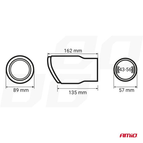 ΑΚΡΟ (ΜΠΟΥΚΑ) ΕΞΑΤΜΙΣΗΣ MT-028C AKR ΧΡΩΜΙΟ/CARBON Φ43>56 155x89mm AMIO - 1 ΤΕΜ. Auto Moto Tyres 