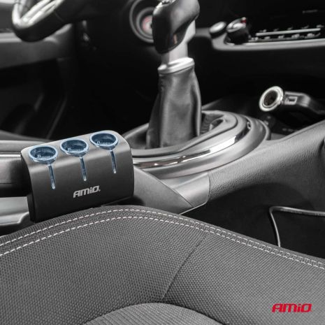 ΑΝΤΑΠΤΟΡΑΣ ΑΝΑΠΤΗΡΑ 12/24V 120W ΜΑΥΡΟΣ/3 ΘΕΣΕΙΣ/1xUSB-A/ΜΕ ΥΠΟΔΟΧΗ ΑΝΑΠΤΗΡΑ ΑΥΤΟΚΙΝΗΤΟΥ/ΚΑΛΩΔΙΟ 80cm AMIO - 1 Τεμ. Auto Moto Tyres 