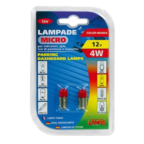 ΛΑΜΠΑΚΙΑ ΜΙΝΙΟΝ 12V T4W BA9s ΚΟΚΚΙΝΑ Auto Moto Tyres 