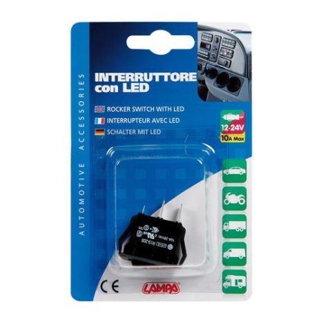 ΔΙΑΚΟΠΤΗΣ ROCKER 12/24V (LED 10A - ΜΠΛΕ) Auto Moto Tyres 