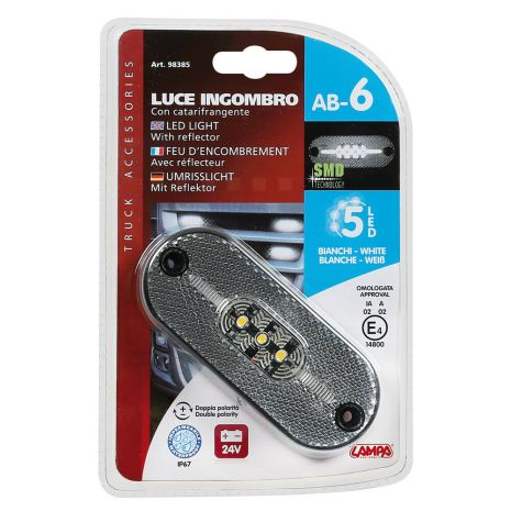 ΦΩΣ ΟΓΚΟΥ ΦΟΡΤΗΓΟΥ 24V 5LED 108x44mm ΛΕΥΚΟ ΑΔΙΑΒΡΟΧΟ LAMPA -1ΤΕΜ. Auto Moto Tyres 