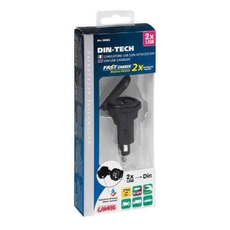 ΦΟΡΤΙΣΤΗΣ ΑΝΤΑΠΤΟΡΑΣ ΑΝΑΠΤΗΡΑ UNI-TECH 12/32V ΑΠΟ DIN ΣΕ 2 USB 2700mA FAST CHARGER ΑΔΙΑΒΡΟΧΟΣ Auto Moto Tyres 