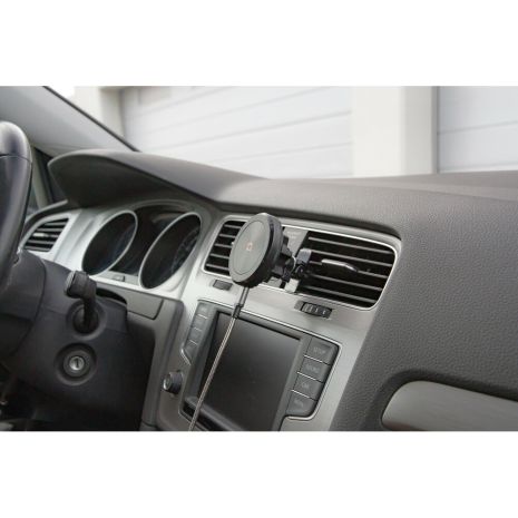 Μαγνητική Βάση Στήριξης Κινητού Mag Wireless Airvent της σειράς Optiline για Ίσιους Αεραγωγούς Αυτοκινήτου με δυνατότητα ασύρματης φόρτισης Max Power 15W, 15 μαγνήτες και 2 αυτοκόλλητα, μεταλλικά δακτυλίδια Auto Moto Tyres 