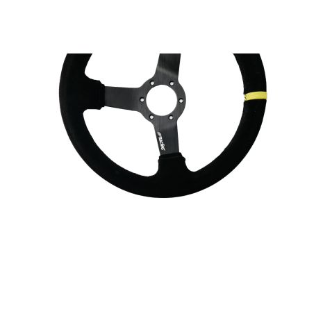 ΤΙΜΟΝΙ ΤΡΙΑΚΤΙΝΟ 320 mm/ΠΑΧΟΣ 104 mm/BΑΘΟΣ 47 mm ΜΑΥΡΟ ΣΟΥΕΤ ΜΕ ΚΙΤΡΙΝΗ ΡΙΓΑ SIMONI RACING - 1 TEM. Auto Moto Tyres 