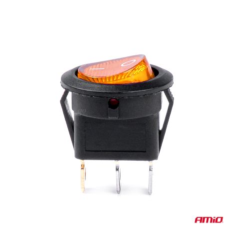 ΔΙΑΚΟΠΤΗΣ ON/OFF 3 ΕΠΑΦΩΝ 12/24V 20A ΣΤΡΟΓΓΥΛΟΣ ΜΕ ΚΙΤΡΙΝΟ ΦΩΤΙΣΜΟ  ΑΜΙΟ - 1 ΤΕΜ. Auto Moto Tyres 