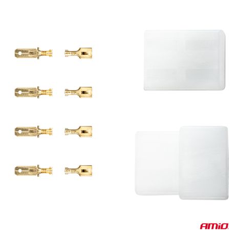 ΦΙΣΑ ΣΥΝΔΕΣΗΣ ΚΑΛΩΔΙΩΝ 4 ΥΠΟΔΟΧΩΝ ΜΕ ΠΛΑΣΤΙΚΟ ΚΟΥΜΠΩΜΑ AMIO - 1 σετ. Auto Moto Tyres 